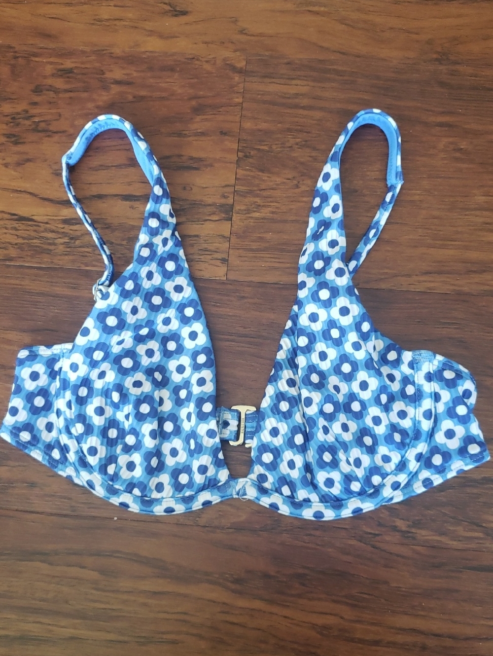 Hollister Blue Floral Bikini Top Size XS Y2K Retro Feminine Summer Vacation